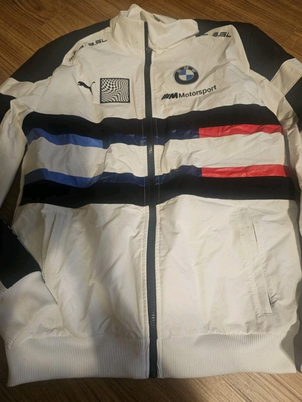 Puma BMW Motorsport Jacket Full Zipper Mens Size Small White